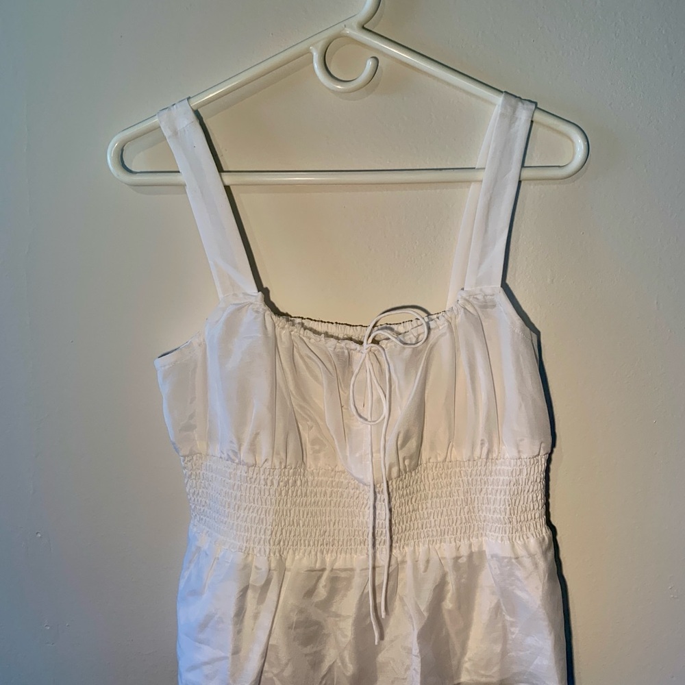 J. Crew White Smocked Sleeveless Top